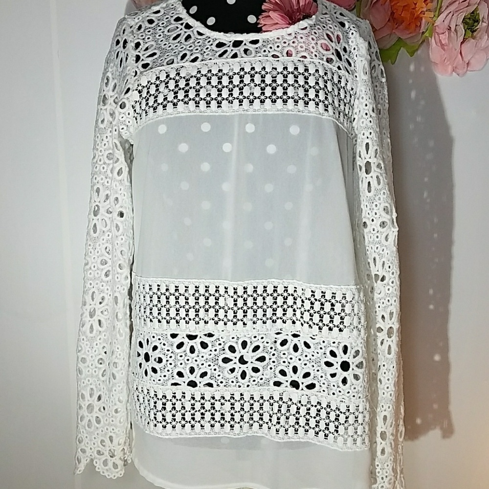 🌸 Sheer Lacy/Crochet Look Top